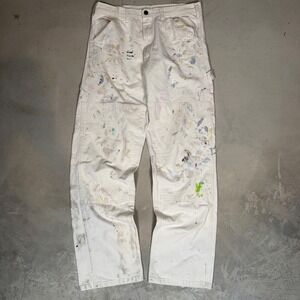 vtg 80s Stan Ray USA Mens Double Knee Painter Pants White Paint Splatter 33x33
